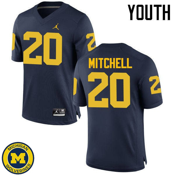 Youth Michigan Wolverines #20 Matt Mitchell Navy Official Game Jersey